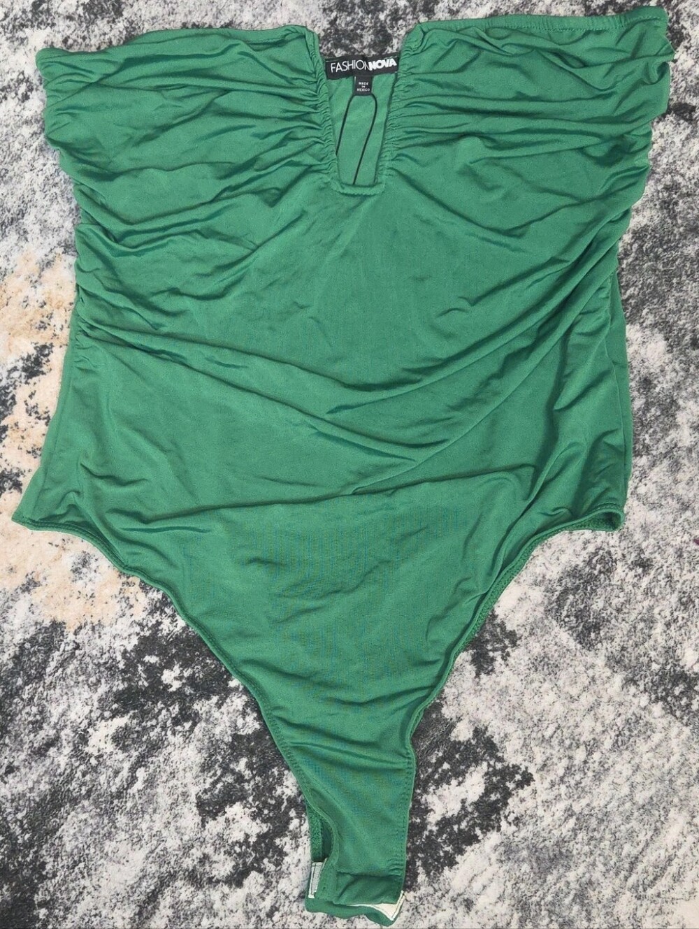 Fashion Nova Lost Love Ruched Bodysuit Kelly Green XL NWT